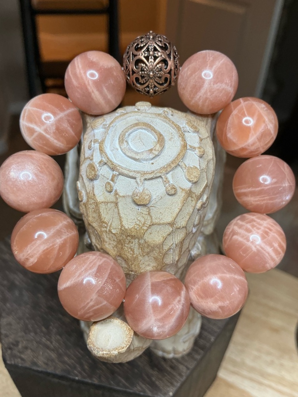 Sunstone 16mm with Copper Filigree Bead Size 6.5”